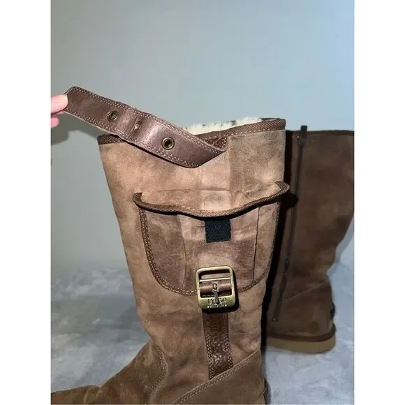 Ugg Boots Cargo Pocket Espresso Brown Real Shearling W10 - Picture 11 of 12